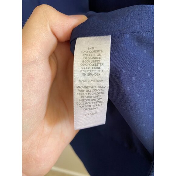 Express Womens Blue Open Front Blazer Jacket 3/4 Sleeve Size 6 Polyester Blend - Picture 5 of 6